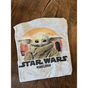 Star Wars The Mandalorian Jr Women Light Grey Baby Yoda Grogu Shirt Top XXL (19)